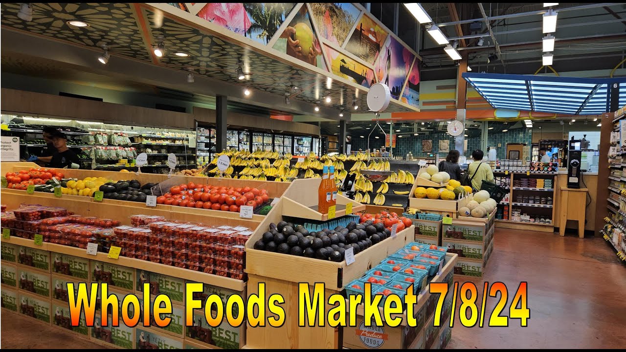 [4K] Рынок Whole Foods в торговом центре Kahala Mall, 08.07.24, Гонолулу, Оаху, Гавайи.