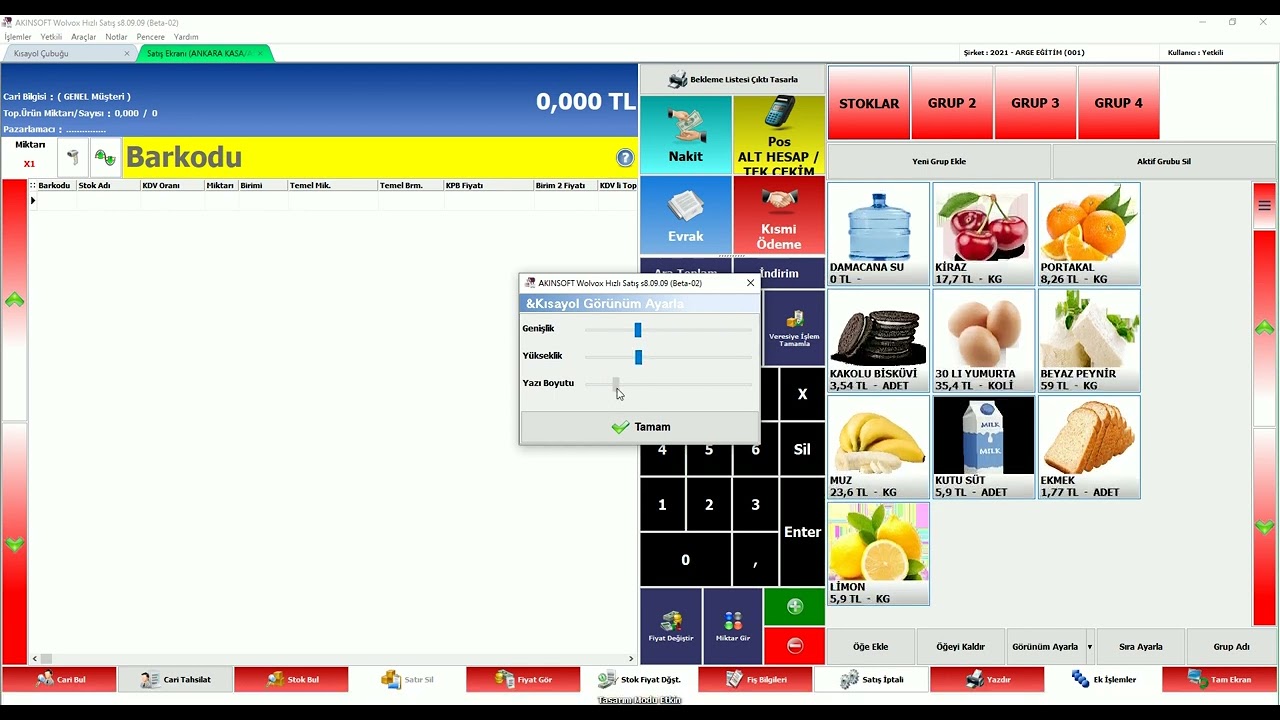 WOLVOX Hızlı Satış Basit Ekran Kullanımı