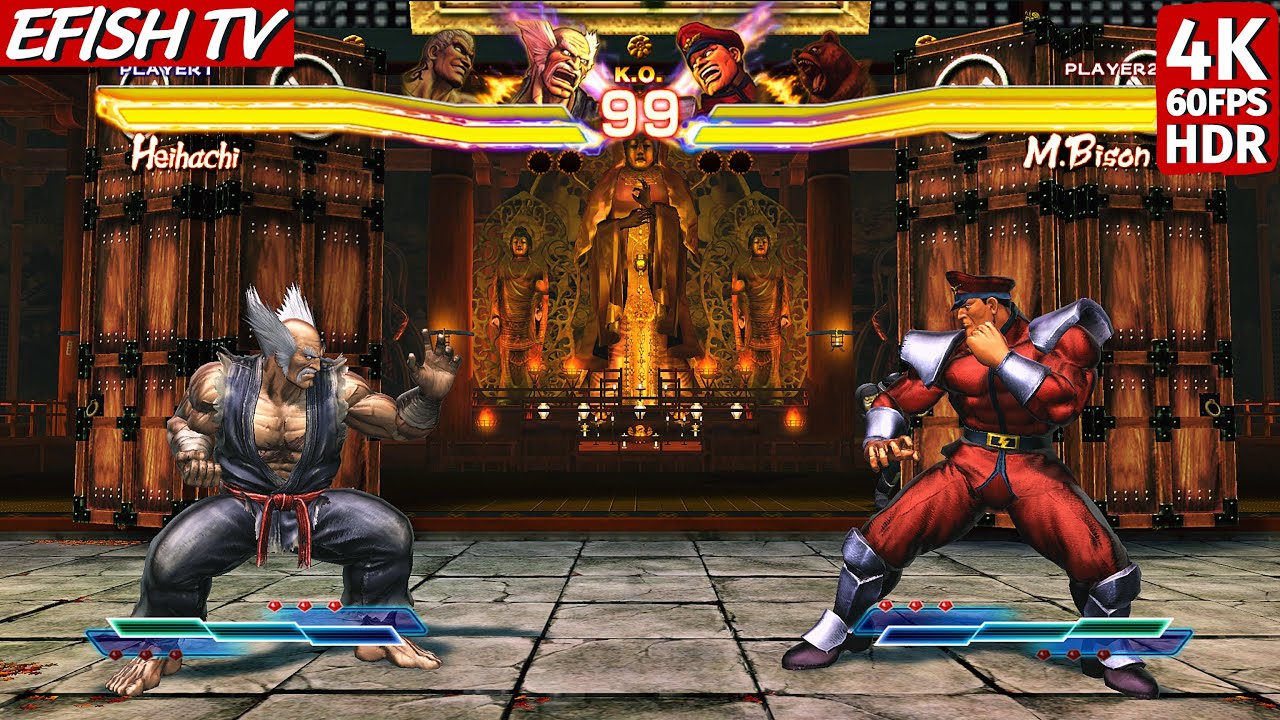 Хейхачи и Брайан против М. Бизона и Кумы (самый сложный ИИ) - Street Fighter X Tekken