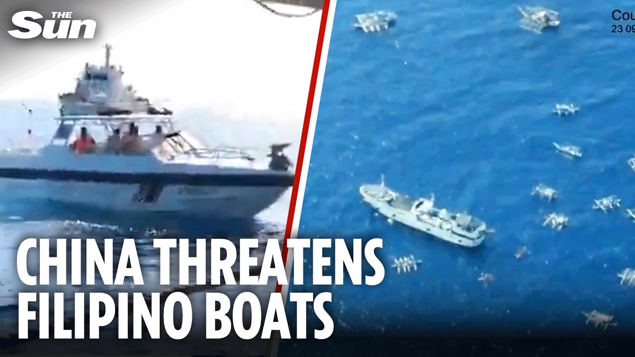 Tensions explode as Filipino boats surrounded by Chinese warships in South China Sea