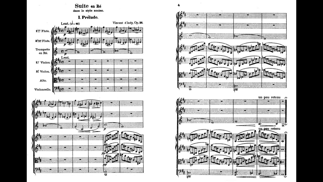 Vincent d'Indy - Suite Op. 24 for two flutes, trumpet, and string quartet (with score)