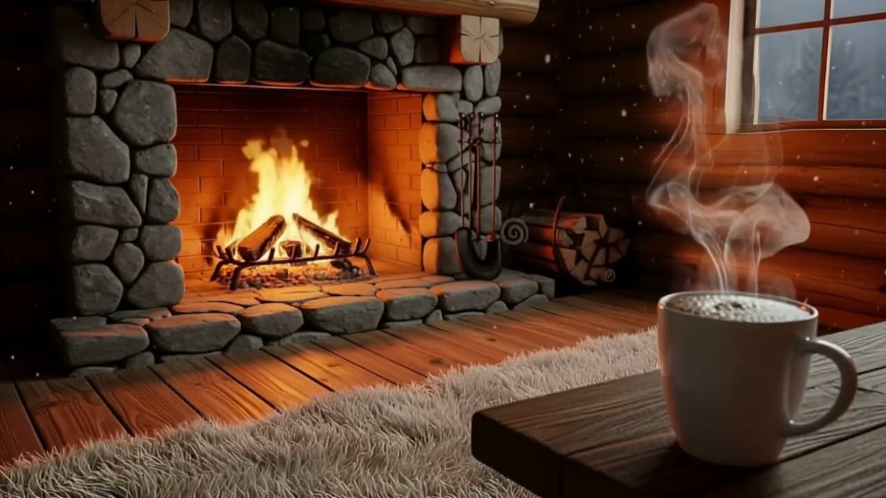 Coffee  Steam & Fireplace 🔥 Rainy Cabin Relaxation