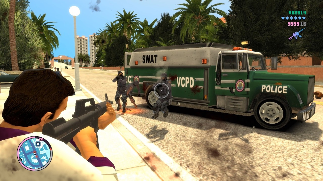GTA Vice City Nextgen Edition - Epic 6 Star Police Shootout + Escape