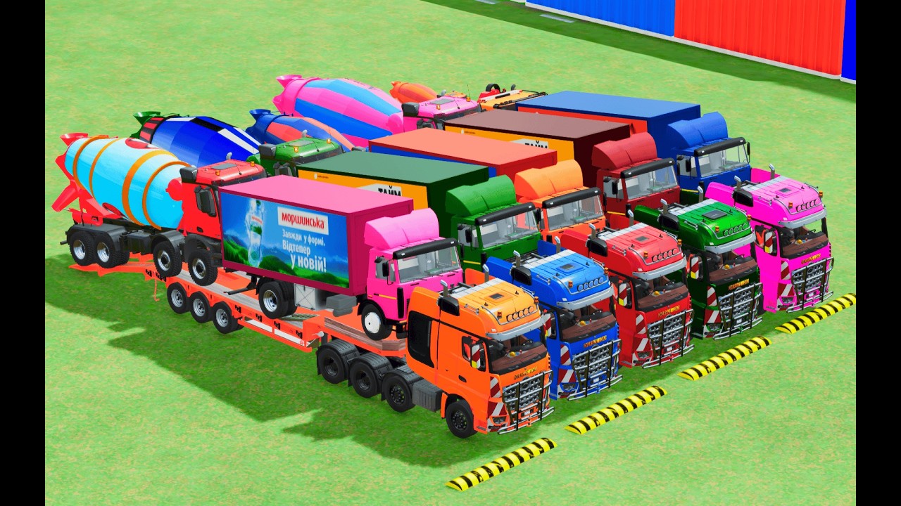Garage with Colors   ALL MIXER TRUCK WITH DOUBLE FLATBED TRAILER TRUCK, MAN, SCANIA, VOLVO, STERLING