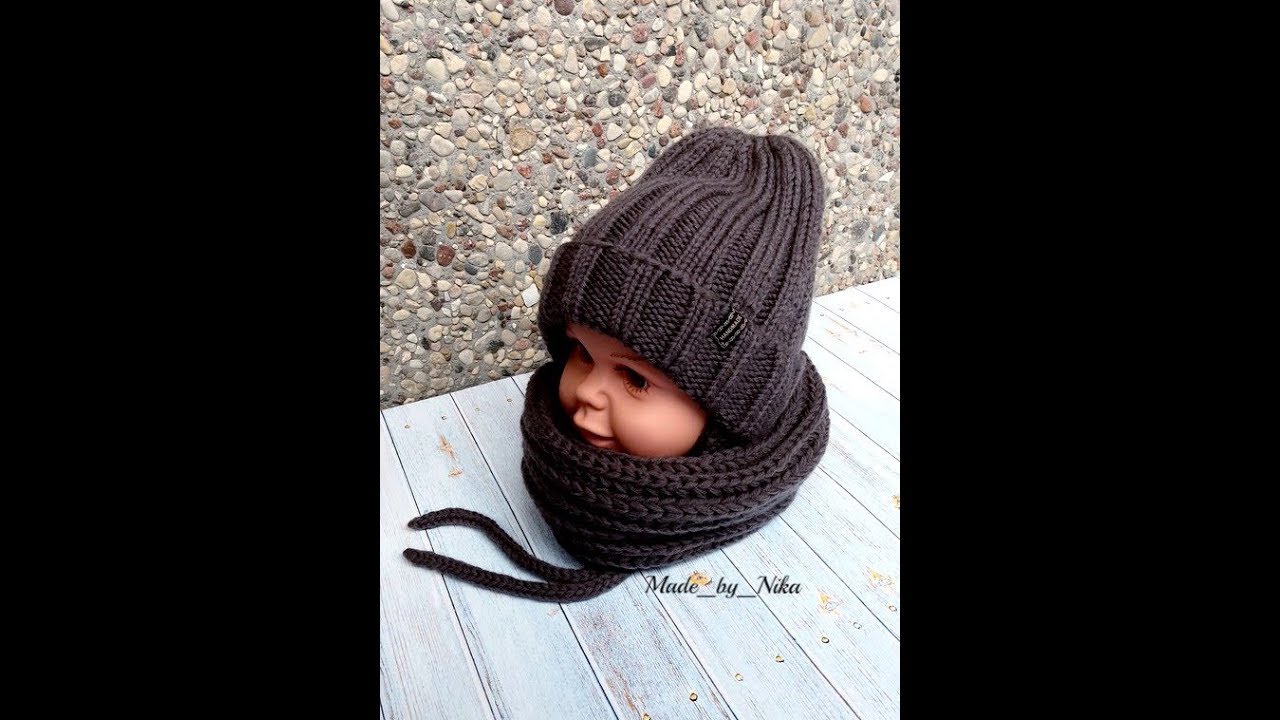Модная детская шапочка спицами  МК