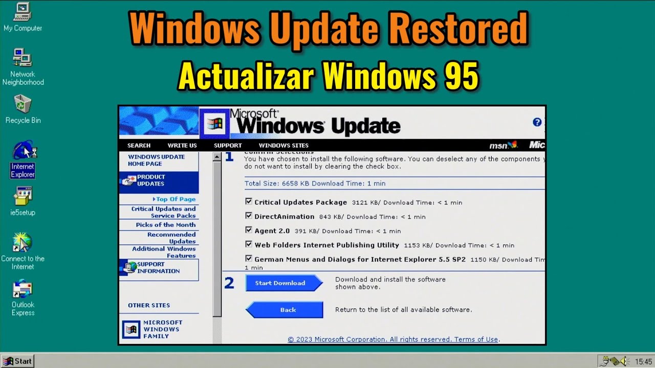 Windows Update Restored (I): cómo actualizar Windows 95 en 2024.