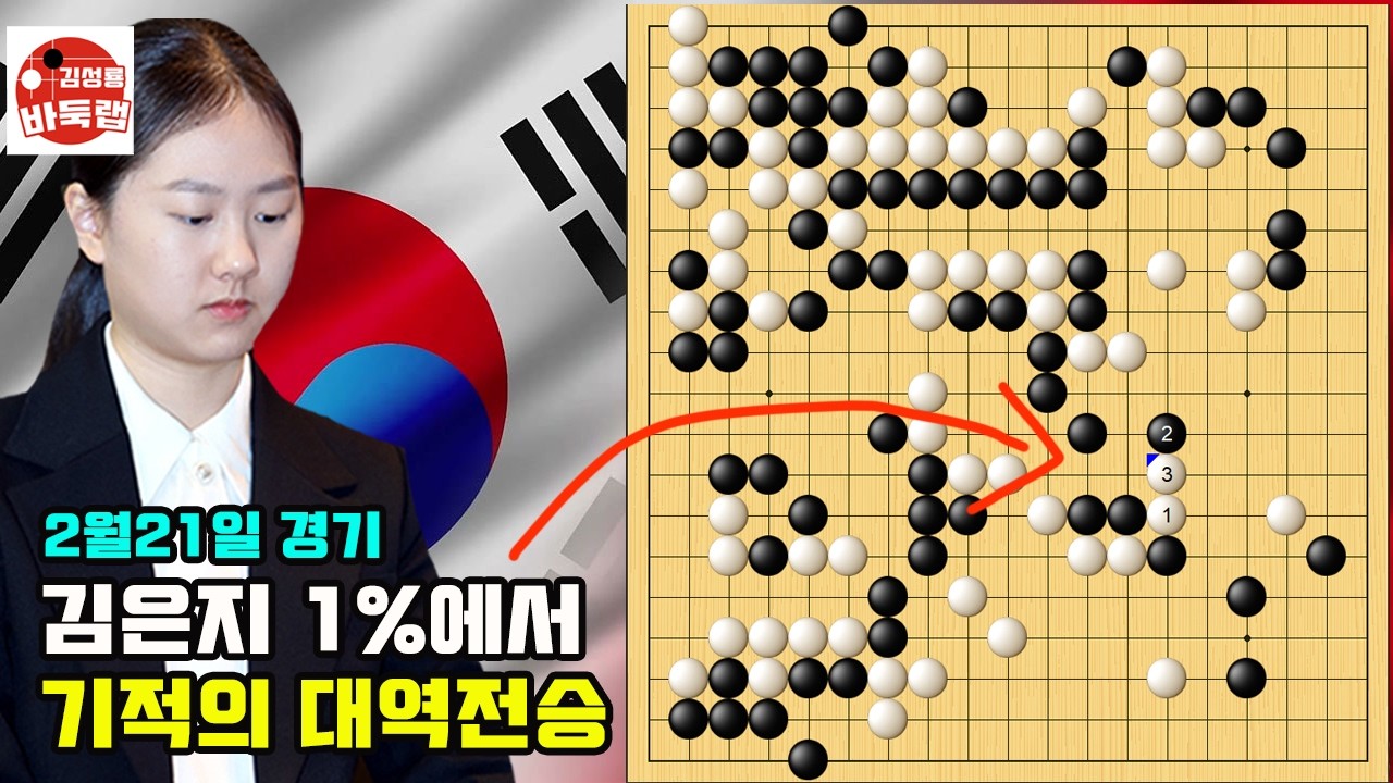 [김은지 1%에서 대마 잡고 기적의 대역전승] 제6회 쏘팔코사놀배 예선 2회전 김은지 vs 김사우 2026년 2월21일 경기 #김성룡바둑랩 #바둑