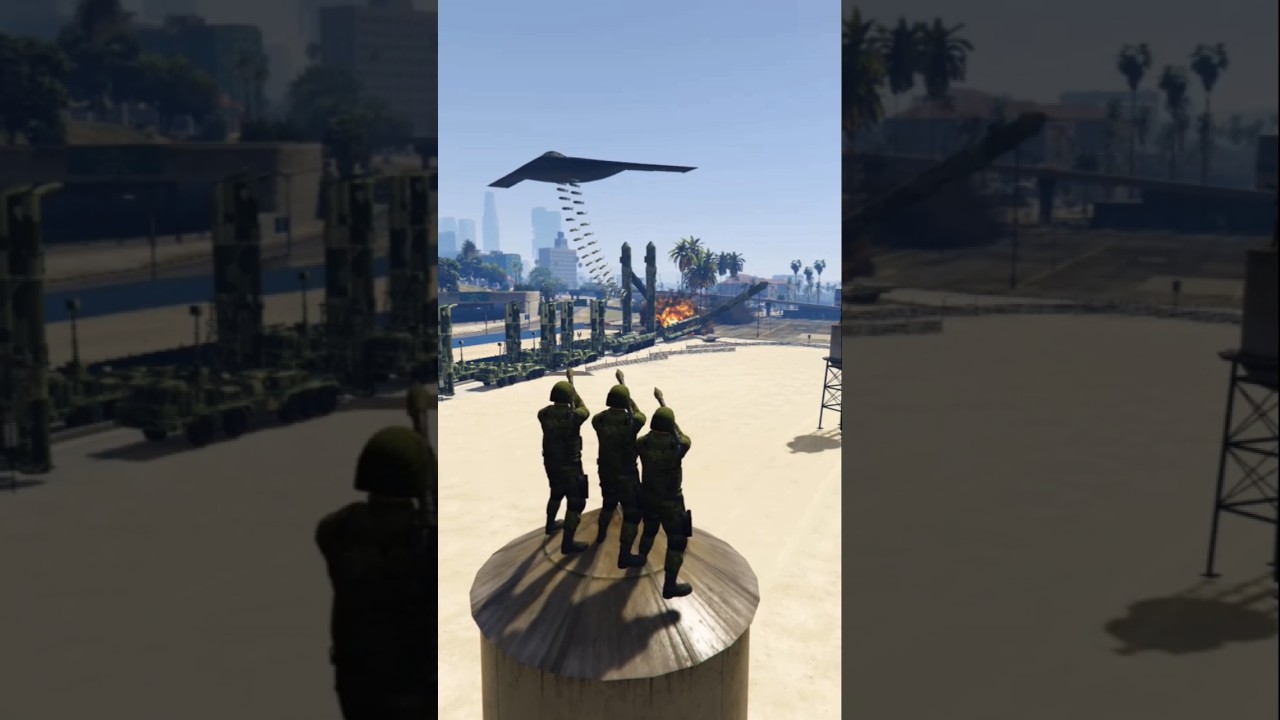 Typically Massive B-21 Bomber Strike Hits Military Base With Cluster Bombs | GTA V