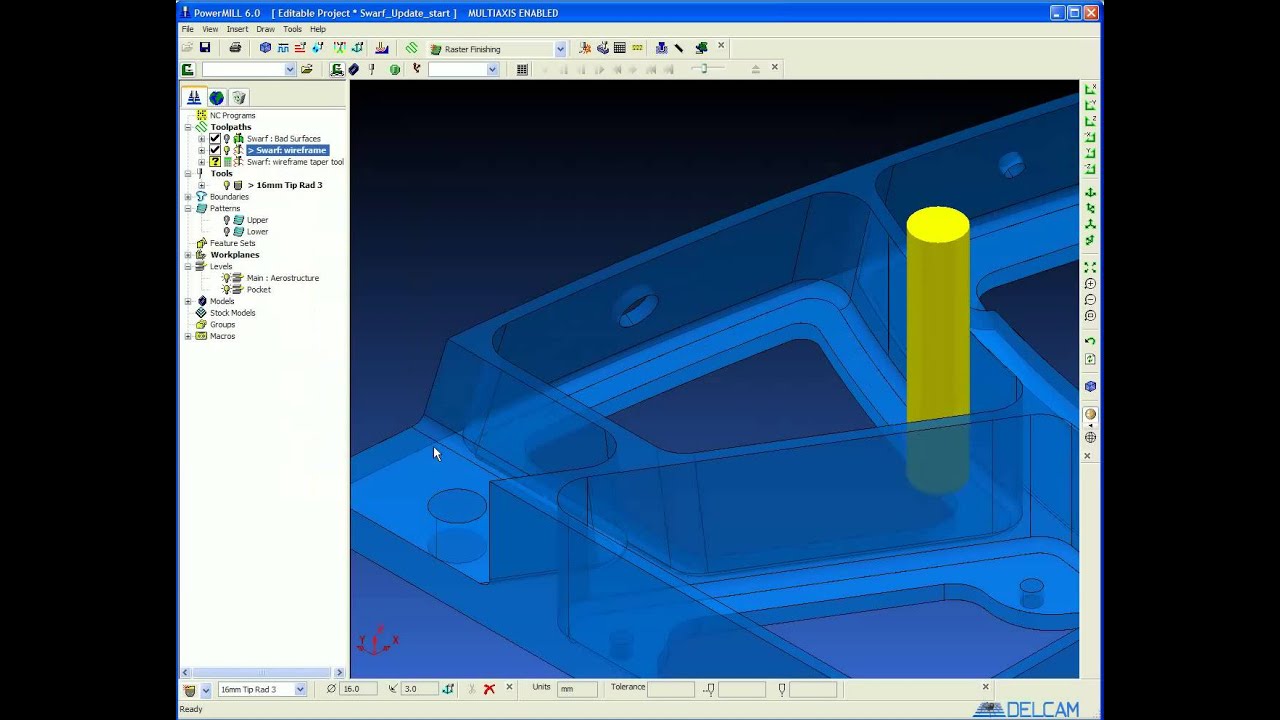 PowerMILL6 Swarf Machining from Wireframe