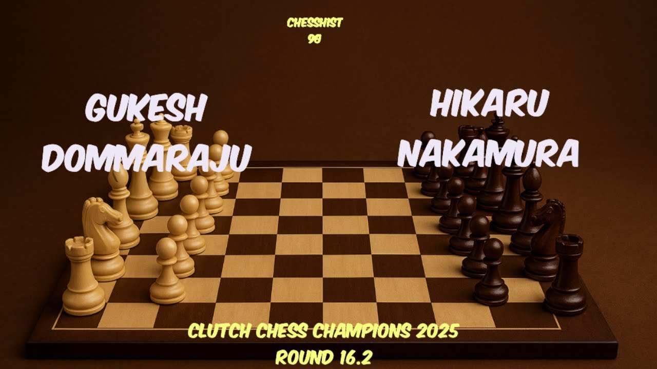 Hikaru Nakamura vs Gukesh Dommaraju (Clutch Chess Champions 2025, Round 16.2) #chess
