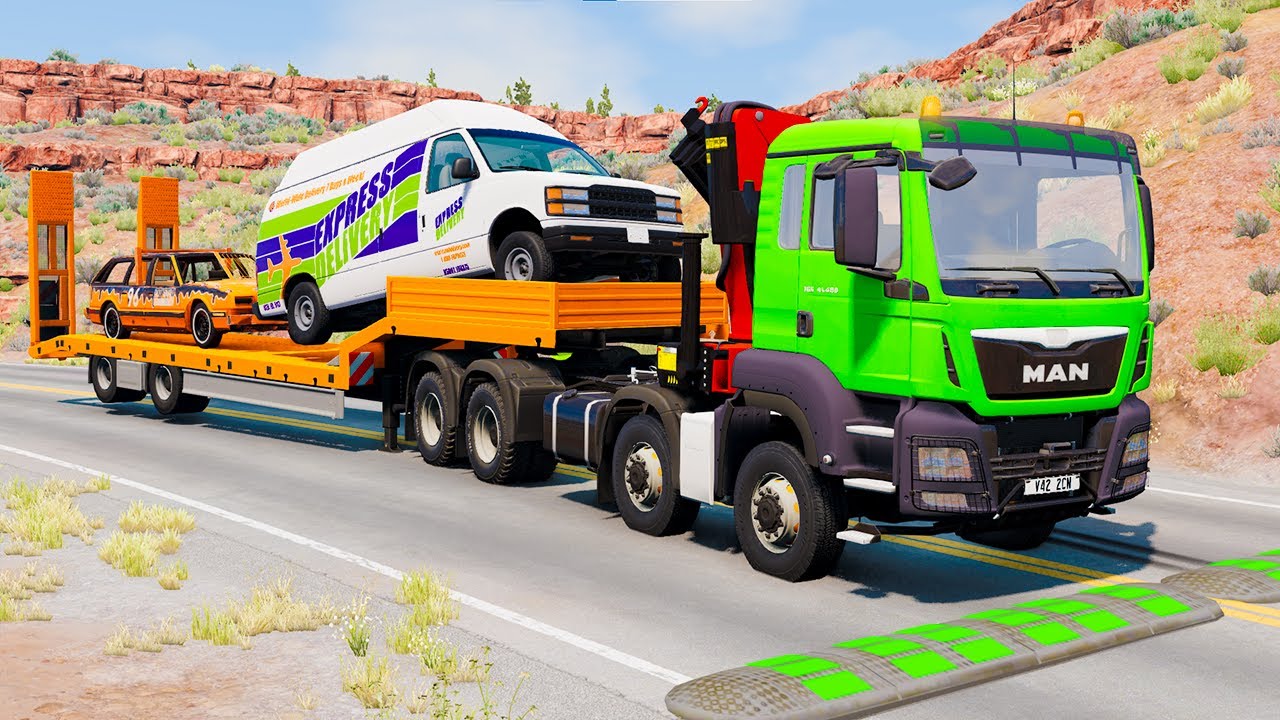 Cars, Bus, Pickups and trucks vs Speed Bumps | Hyper Car #longvideo #beamng #beamngdrive #trucksvs