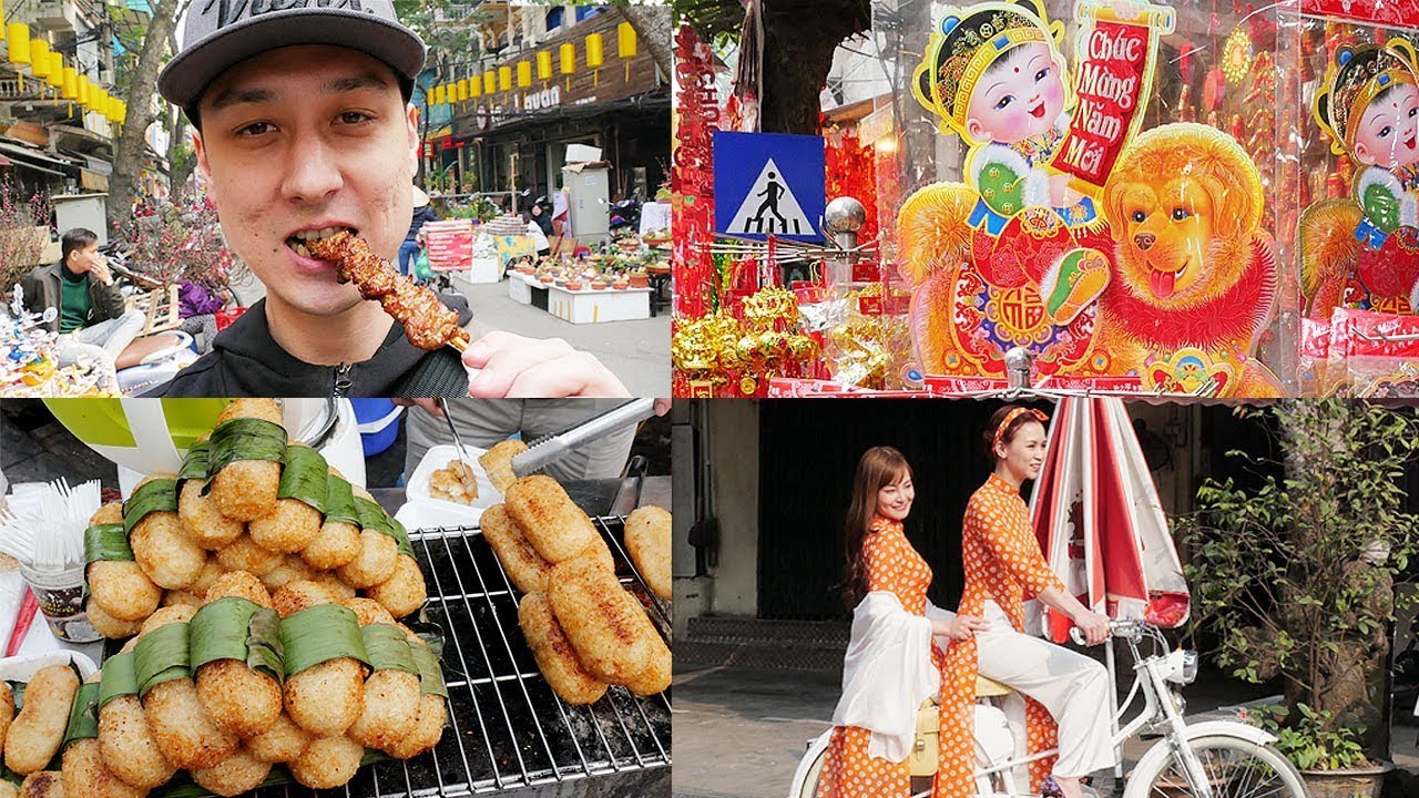LUNAR NEW YEAR Tết Decorations & STREET FOOD in Hanoi's Old Quarter 2018 | LIFE IN VIETNAM