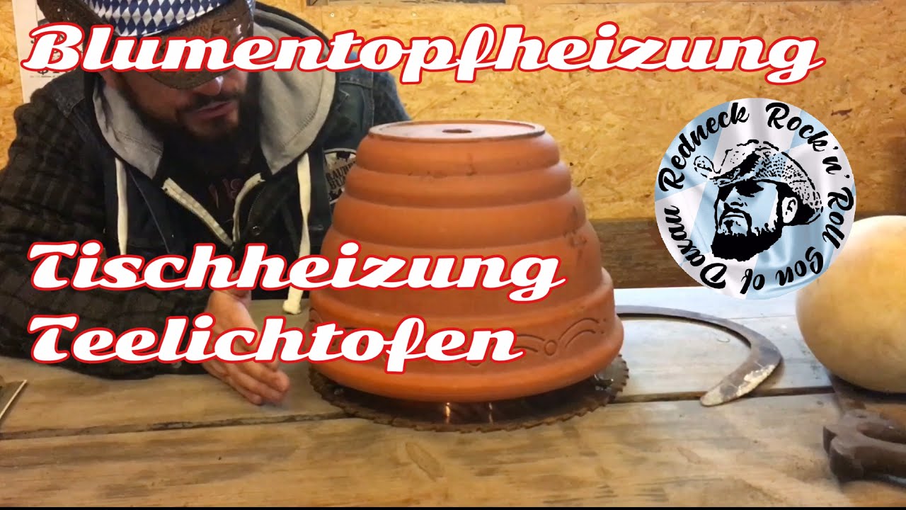 Notfallheizung Teelichtofen, g&uuml;nstig bis kostenlos heizen, einzig funktionierende Blumentopfheizung