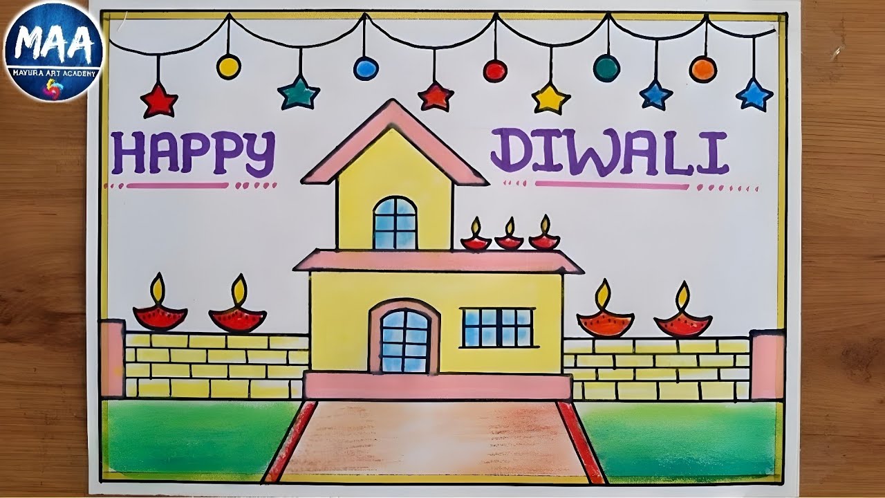 Diwali Drawing | Diwali Drawing Easy | Happy Diwali Drawing | Diwali Festival Drawing #diwali #diya