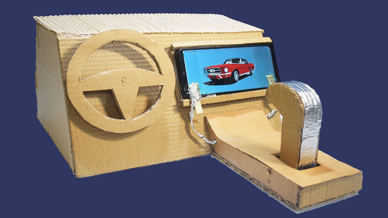 How to make steering wheel from cardboard with accelerator and brake - Cardboard project for school