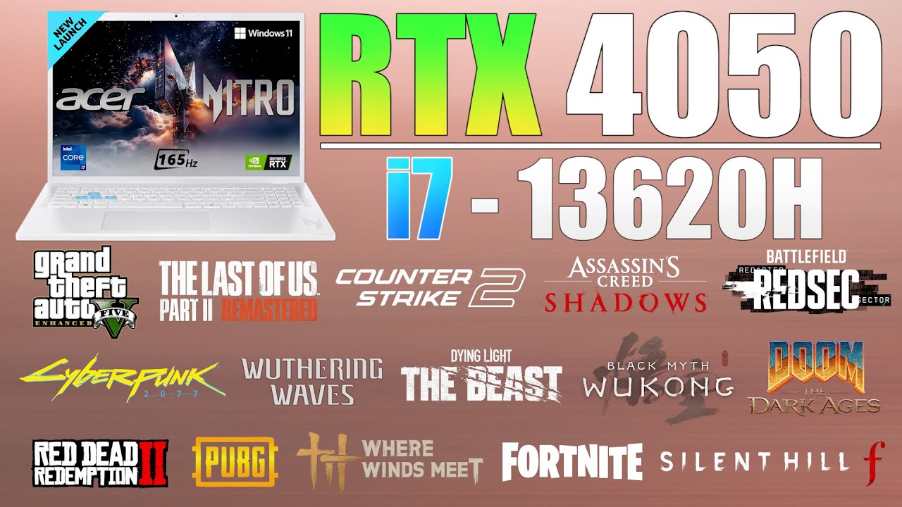 Acer Nitro Lite 16 : RTX 4050 + i7 13th Gen 13620H - New 15 Games Tested