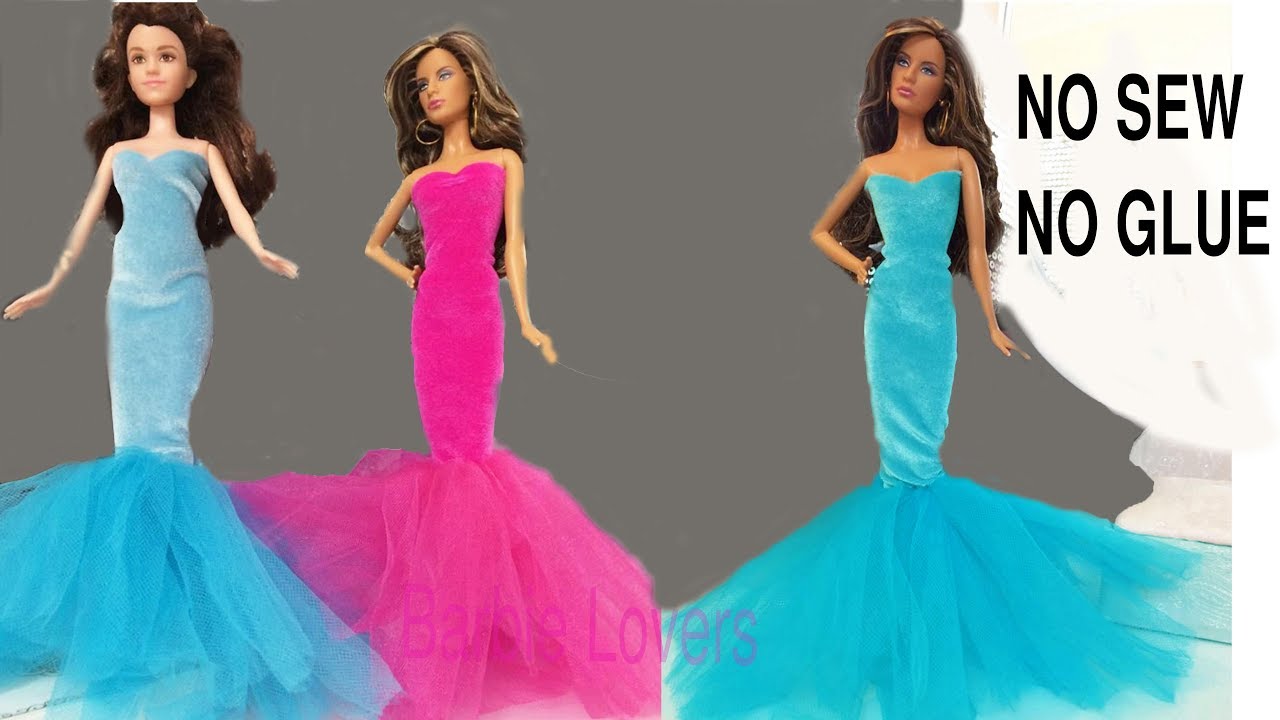 DIY Barbie Dresses 👗 No-Sew Doll Clothes  👗How To Make Barbie Doll Dress
