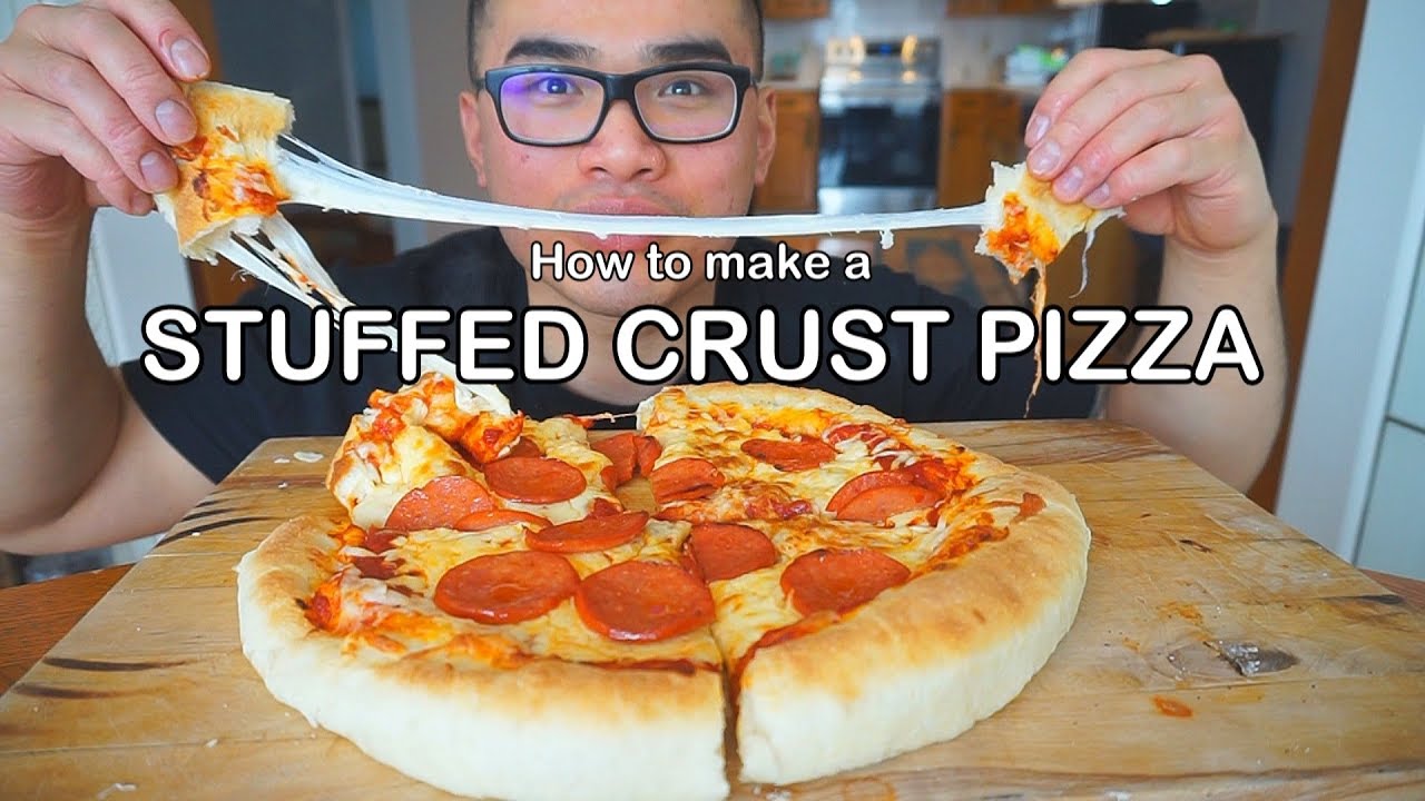 How to make a STUFFED CRUST PIZZA  * EXTRA CHEESY