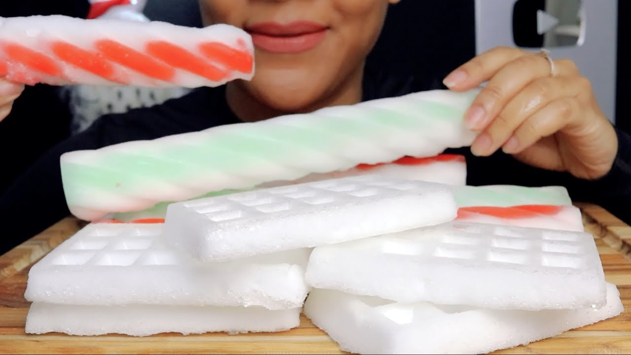 ASMR FOAM ICE STICKS/FOAM ICE WAFFLES/FAST EATING/JUST BITES @9:56