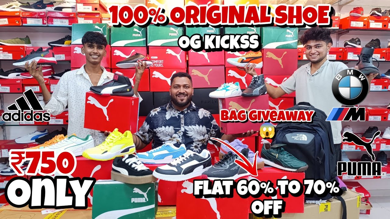 100% Orignal Shoe ₹750😱 | Puma Fipflop | 60% to 70% | Bag giveaway | Branded Shoe In Mumbai