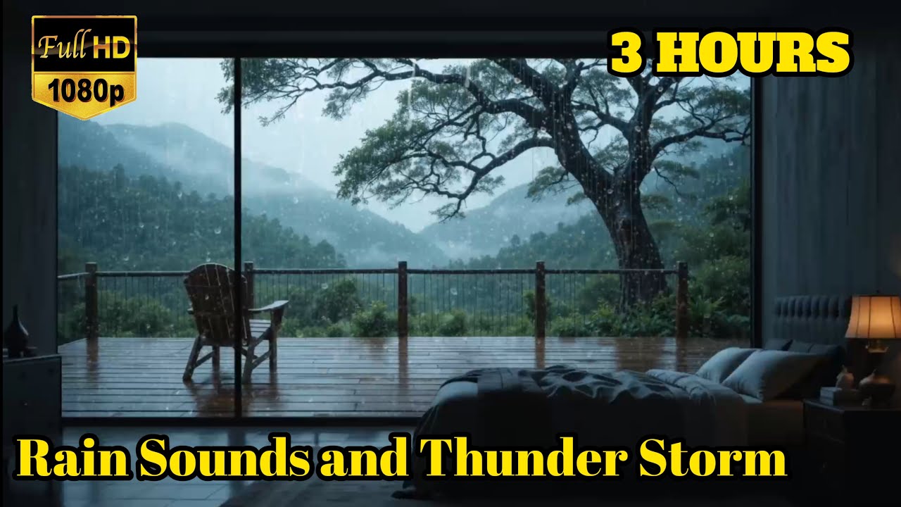 Легкий дождь и звуки грозы для расслабления и глубокого сна ⚡💤