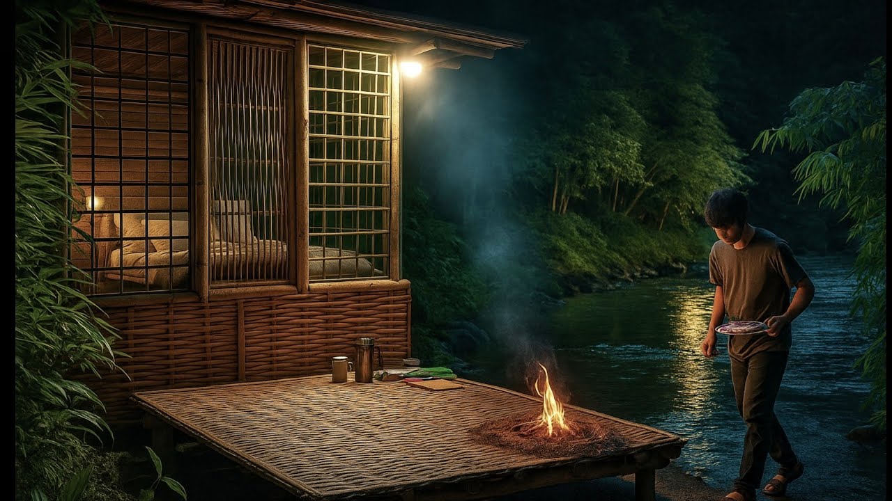 diguyur hujan deras bermalam di shelter megah, camping relaxing rain sound & MASAK DI HUTAN [ASMR]