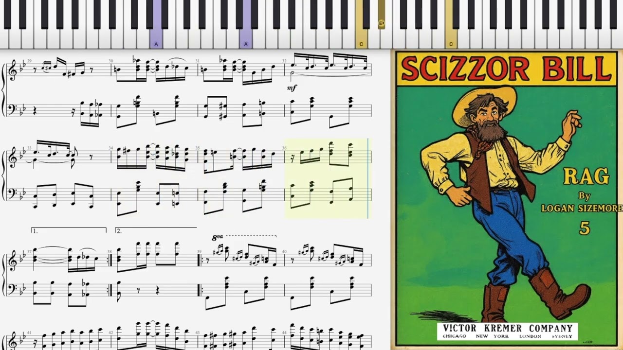 Scizzor Bill Rag by Logan Sizemore (1909, Ragtime piano)