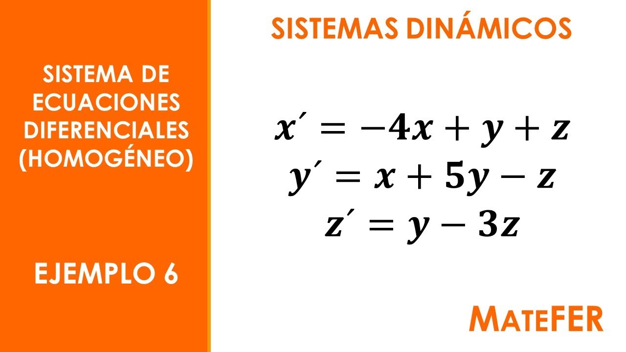 Sistemas Dinámicos - Sistema de Ecuaciones Diferenciales (HOMOGÉNEO) - EJEMPLO 6