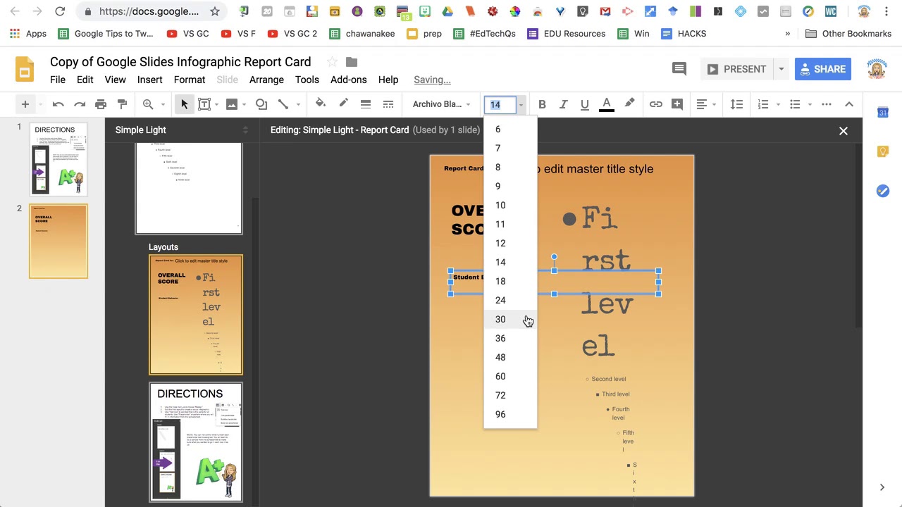 Infographic Report Card using Google Sheets and Slides
