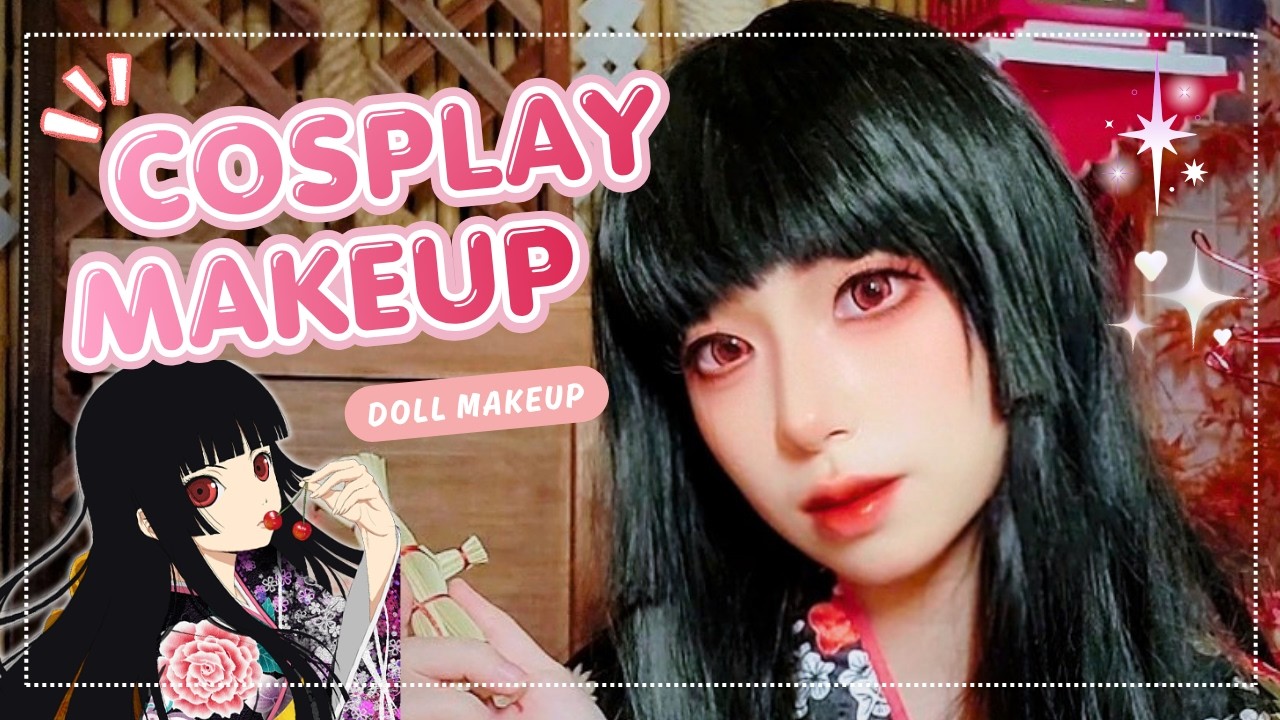 Enma Ai Cosplay Makeup 🎎Spooky Doll Look🪻Big Round Eyes Makeup | Cosplay Diary DAY 14