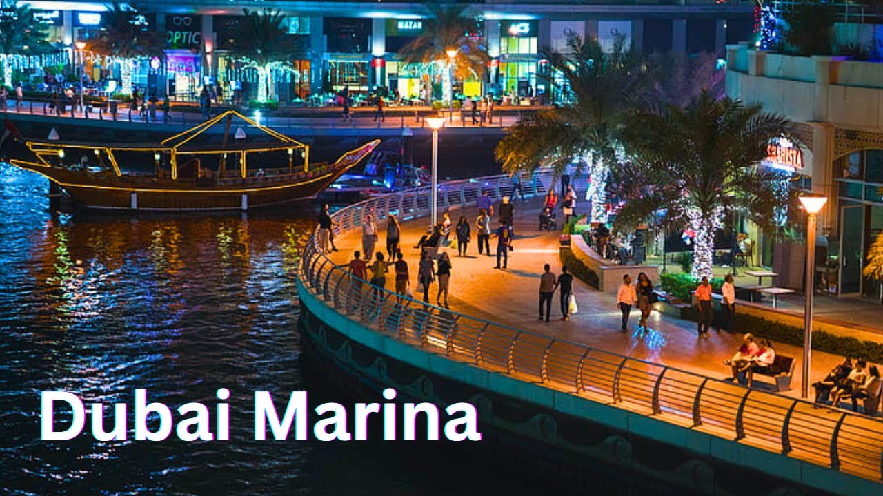 Dubai [4K] Marina Night Walk, Waterfront Promenade 🇦🇪