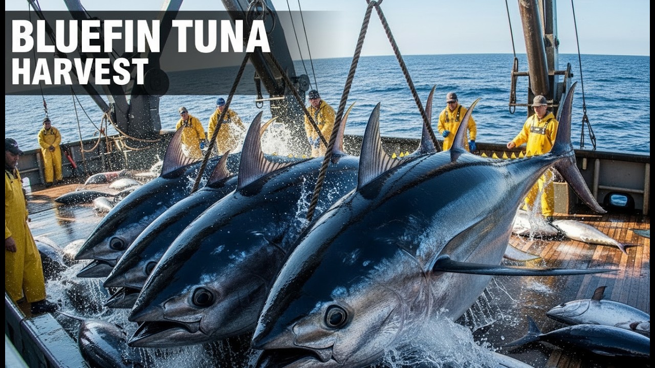 GIANT Bluefin Tuna Harvest: $1 Million Ocean Titan & -60°C Super-Freezer Factory | Harvest Motion