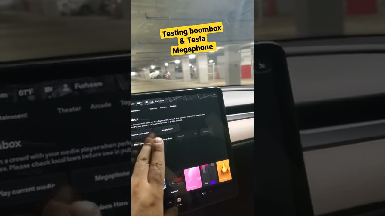 Как использовать функции магнитолы и мегафона Tesla #tesla #model3 #shorts