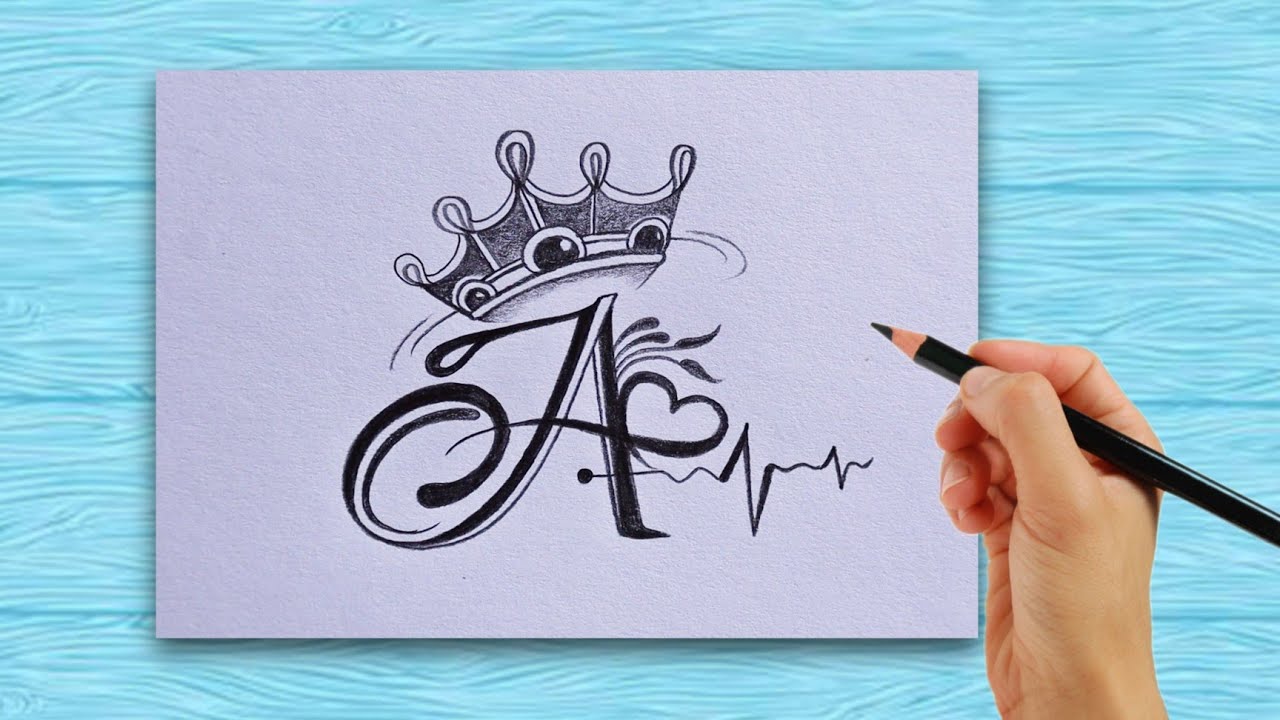 how to draw a beautiful A❤️ letter with pencil || simple drawing video