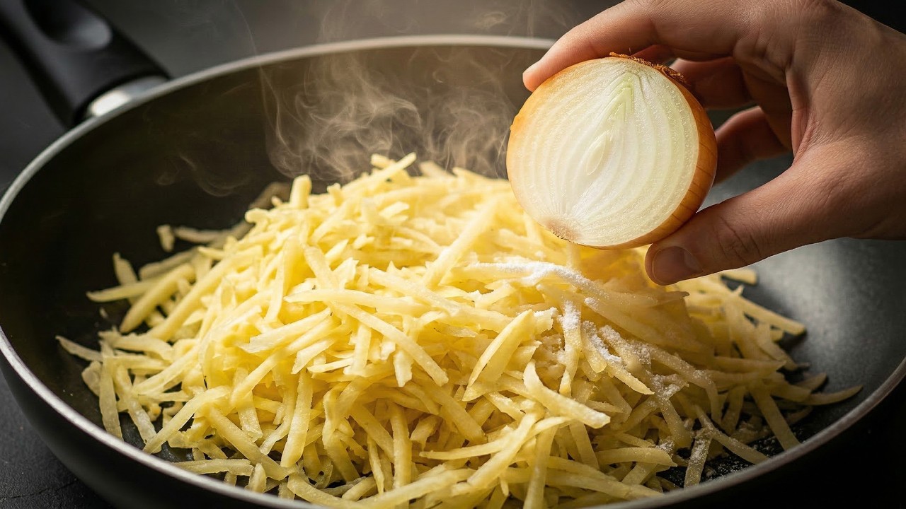 Nur Kartoffeln und Zwiebeln! Es ist so lecker, dass ich es fast jeden Tag mache!