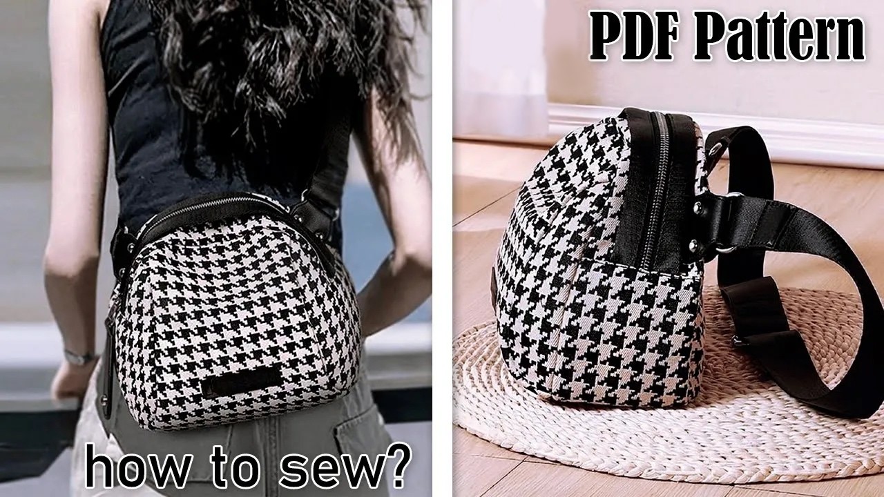 DIY Zipper Bag Sewing Popular Print Crossbody From Cloth at Home Making