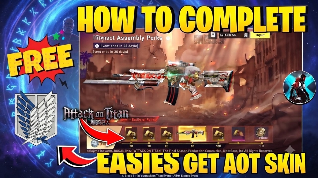 HOW TO COMPLETE FREE GOLD EVENT IN BLOODSTRIKE x AOT Collab !