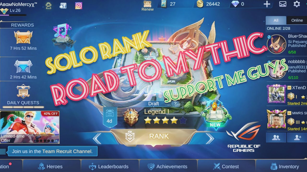 #solotomythic #rank1kualaselangor #rank62selangor SOLO ROAD TO MYTHIC - INI UBATNYA BOSSKU