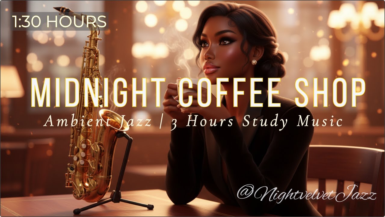 Midnight Coffee Shop Jazz ☕ 1:30 Hours Smooth Saxophone Music for Studying, Working, Relaxing