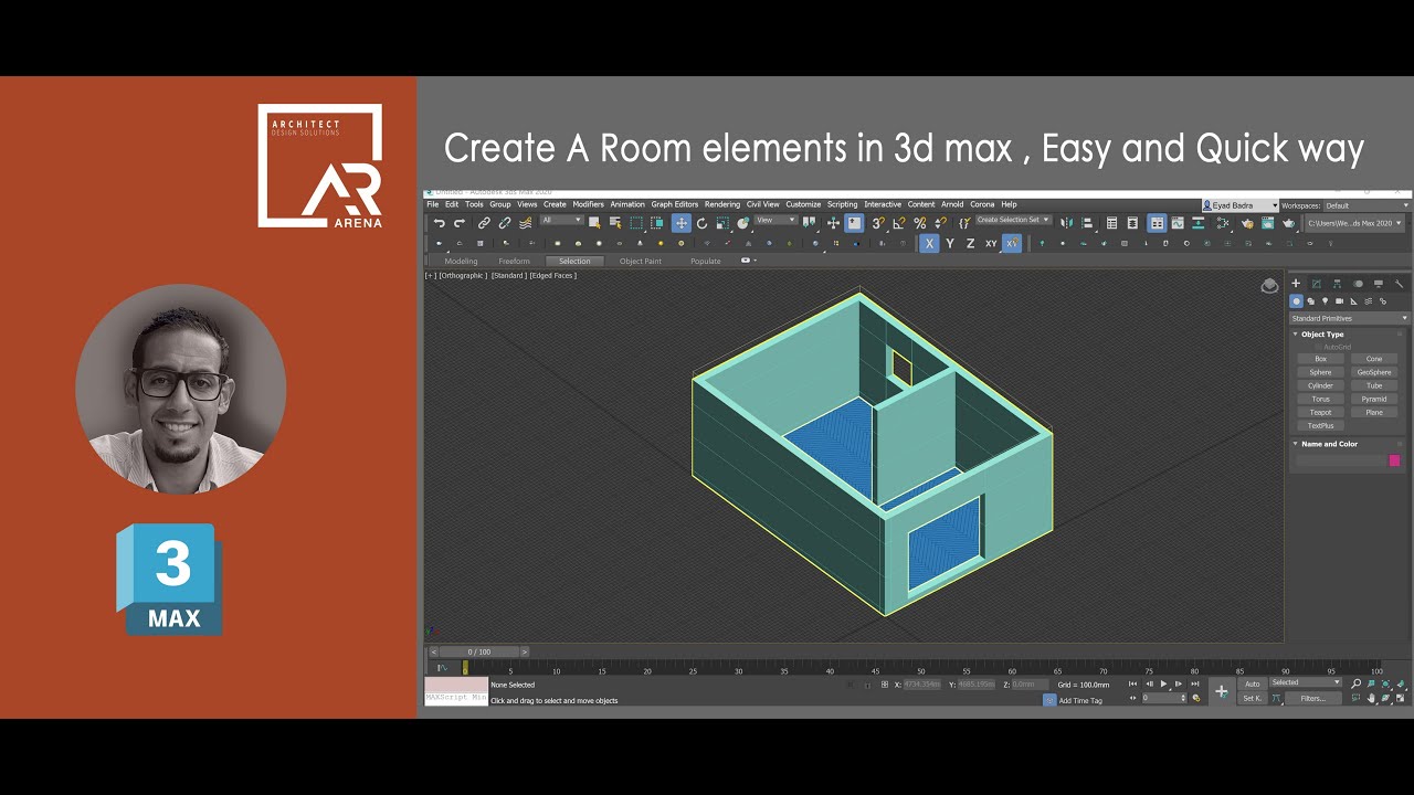 Create a Quick Room element for render in 3dmax with Exact Cad Dim using Snap tools