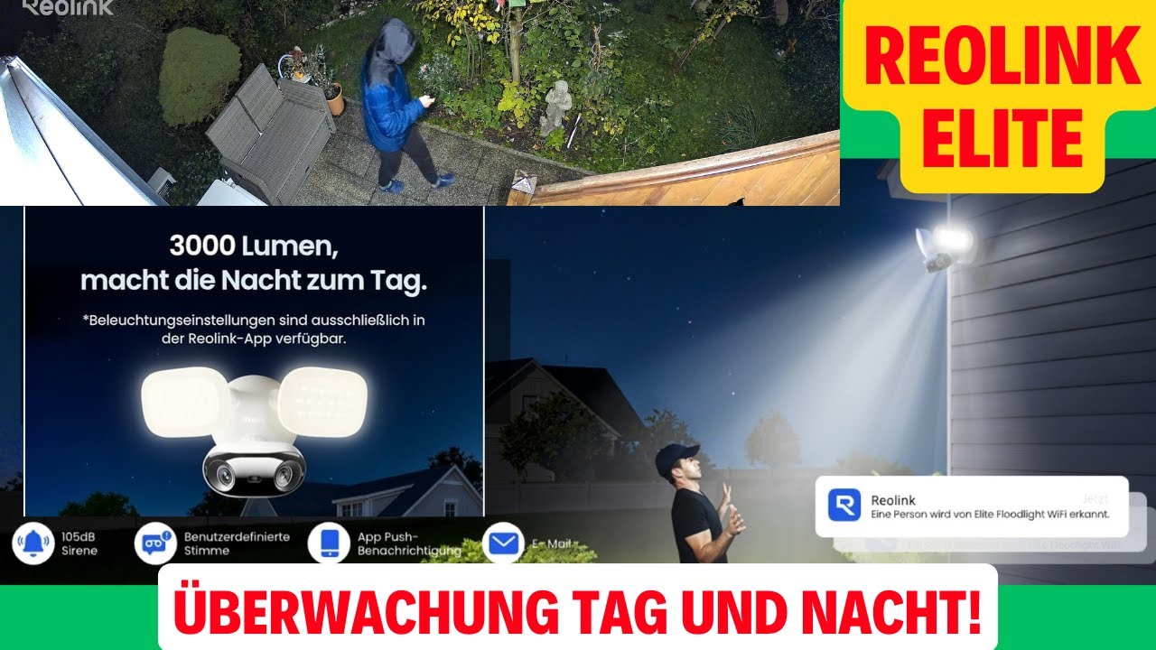 Ohne Abo! Überwachungskamera Reolink Elite Floodlight, bis 6000 Lumen hell! KI Bewegungserkennung