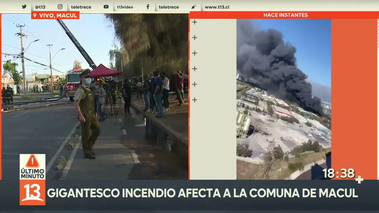Gran incendio se registra en Macul: Al menos 10 compañías de Bomberos combaten las llamas