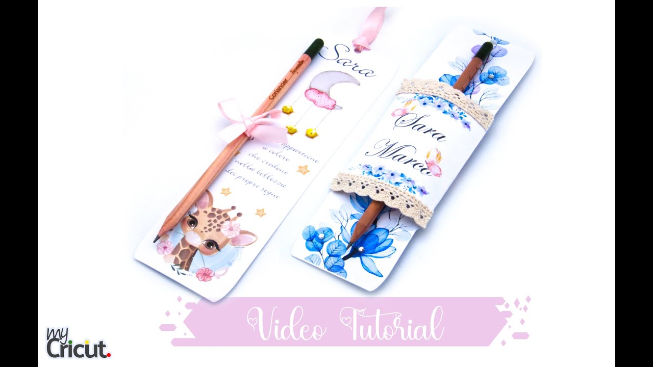 Bomboniera segnalibro con matita piantabile. Tutorial Cricut. Bookmark favor with plantable pencil
