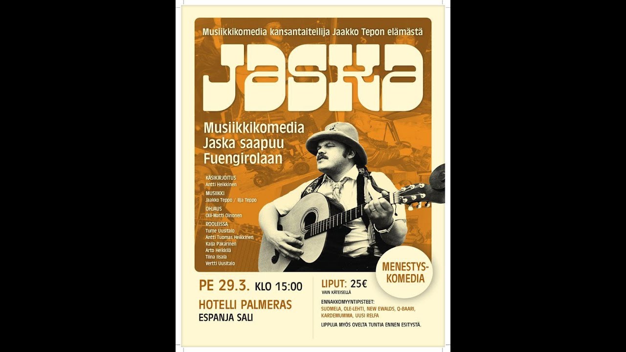 Jaska-musiikkikomedia Jaakko Tepon el&auml;m&auml;st&auml; saapui Aurinkorannikolle
