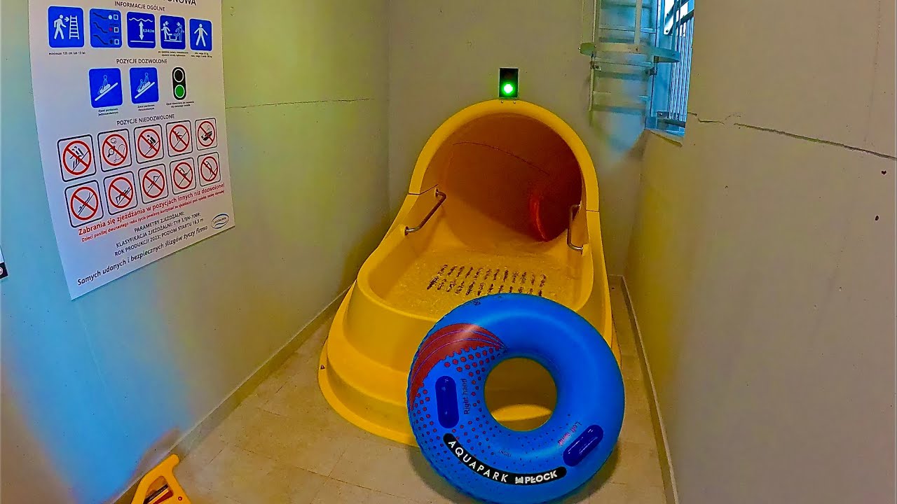 Sliding into Multimedia Water Slide at Aquapark Płock #poland