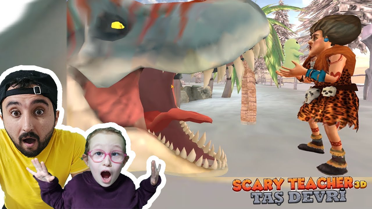 KORKUNÇ ÖĞRETMENE DİNAZOR SALDIRDI ! SCARY TEACHER TAŞ DEVRİ 3D! BAHAR VE BANU ALYA | OYUNA GEL