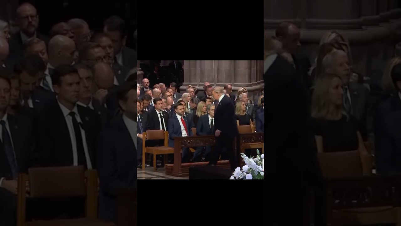Trump arrives at the funeral service for the late Sen. Lindsey Graham (R-SC) at the Washington