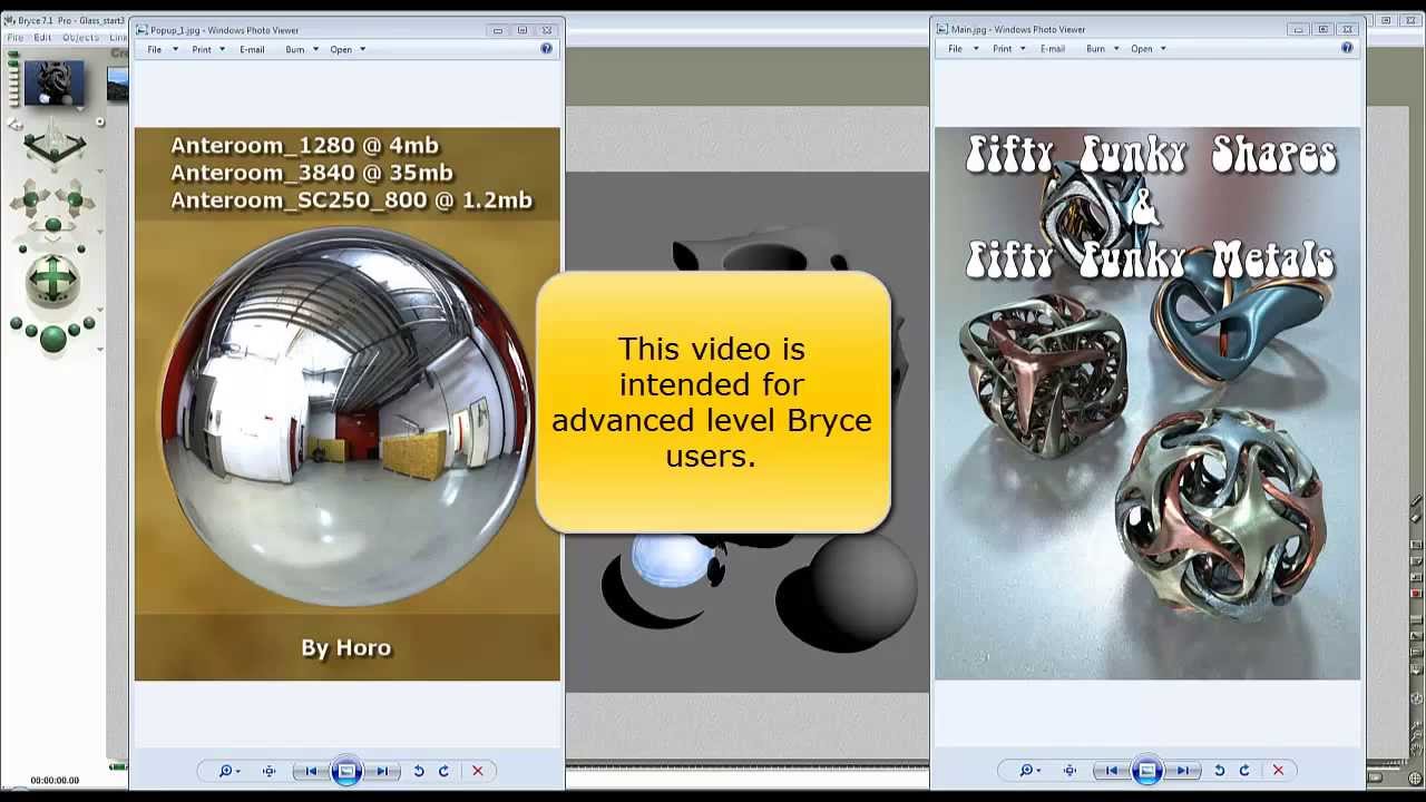 Bryce 7.1 Pro Advanced - convert a funky metal into a funky glass - by David Brinnen.