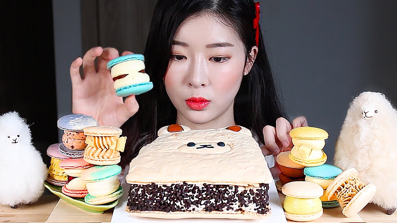ASMR Гигантский макарон Альпака Макарон Жирный макарон Торт MUKBANG Eating Show