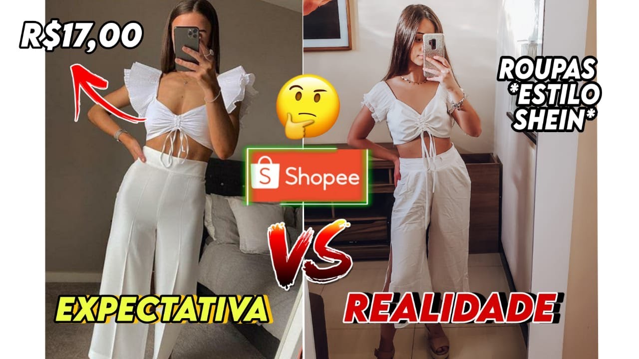 COMPRINHAS SHOPEE- ROUPAS MUITO BARATAS *ESTILO SHEIN* | EXPECTATIVA X REALIDADE #mepatrocinashopee